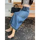 S-XL Ball Grown Long Denim Jupe 2022 korcriptions style Taille Haute Une Ligne Midi Jupes Femmes