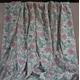 Single Vintage Curtain. Fabric. Long Wide Window. Pink Teal Green Grey Floral Pattern. Cotton. Pencil Pleat. Lined. D70in W86in. C1990s