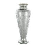 A&B Home Antique Style Pedestal Vase with Etched Pattern - Antique Silver