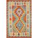 Southwestern Kilim Oriental Rug Hand-Woven Wool Carpet - 3' 0" x 4' 1"