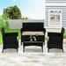 Patio Wicker Furniture Sets Garden Conversation Set Outdoor Wicker Sofa Sets 4pc with Soft Cushion and Glass Table Rattan Chair Garden Furniture Sets for Backyard Lawn Porch Poolside Balcony