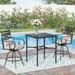 Sophia & William 3 Pcs Patio Outdoor Swivel Bar Stools Set and Height Table Furniture Bistro Set