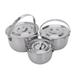 Camping Cookware Set Stainless Steel Compact Campfire Cooking Pots And Pans Rugged 3Pc Set For Outdoor Hiking Barbecue