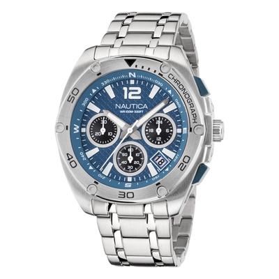 Nautica Men's Tin Can Bay Recycled Stainless Steel Chronograph Watch Multi, OS