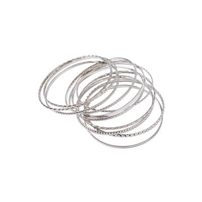 Plus Size Women's Textured Bangle Set by Accessories For All in Silver