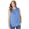 Plus Size Women's Smocked Henley Tank Top by Woman Within in French Blue (Size 5X)