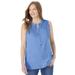 Plus Size Women's Smocked Henley Tank Top by Woman Within in French Blue (Size 5X)