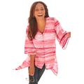 Plus Size Women's Fresh Angle Buttonfront Blouse by Catherines in Coral Watercolor Stripes (Size 2X)