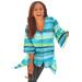 Plus Size Women's Fresh Angle Buttonfront Blouse by Catherines in Aqua Watercolor Stripes (Size 1X)