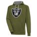 Men's Antigua Olive Las Vegas Raiders Primary Logo Victory Pullover Hoodie