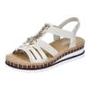 Sandale RIEKER, Damen, Gr. 37, gold (goldfarben), Lederimitat, feminin, Schuhe, Sommerschuh, Sandalette, Keilabsatz, im Metallic-Look