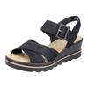 Keilsandalette RIEKER, Damen, Gr. 42, schwarz, Lederimitat, casual, Schuhe, Sommerschuh, Sandale, Keilabsatz, mit gekreuzten Bandagen