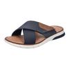 Pantolette RIEKER, Herren, Gr. 44, blau (navy), Lederimitat, Basic, Schuhe, Sommerschuh, Schlappen, Klettschuh, mit Klettriemchen, Topseller