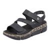 Riemchensandale RIEKER, Damen, Gr. 42, schwarz, Lederimitat, klassisch, Schuhe, Sommerschuh, Sandalette, Keilabsatz, mit Klettverschlüssen