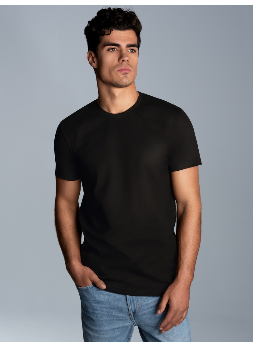 T-Shirt TRIGEMA "TRIGEMA Slim Fit T-Shirt aus DELUXE Baumwolle", Herren, Gr. XXL, schwarz, 100% Baumwolle, Basic, Shirts Image