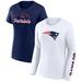 Women's Fanatics Branded Navy/White New England Patriots Lightweight Short & Long Sleeve T-Shirt Combo Pack