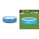 Bestway Steel Pro Frame Pool ohne Pumpe, rund 305x76cm Stahlrahmenpool, blau & Flowclear™ Solarabdeckplane Ø 289 cm, für runde 305 cm Aufstellpools, blau