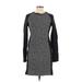 Lou & Grey Casual Dress - Sweater Dress Crew Neck Long sleeves: Black Color Block Dresses - Women's Size X-Small