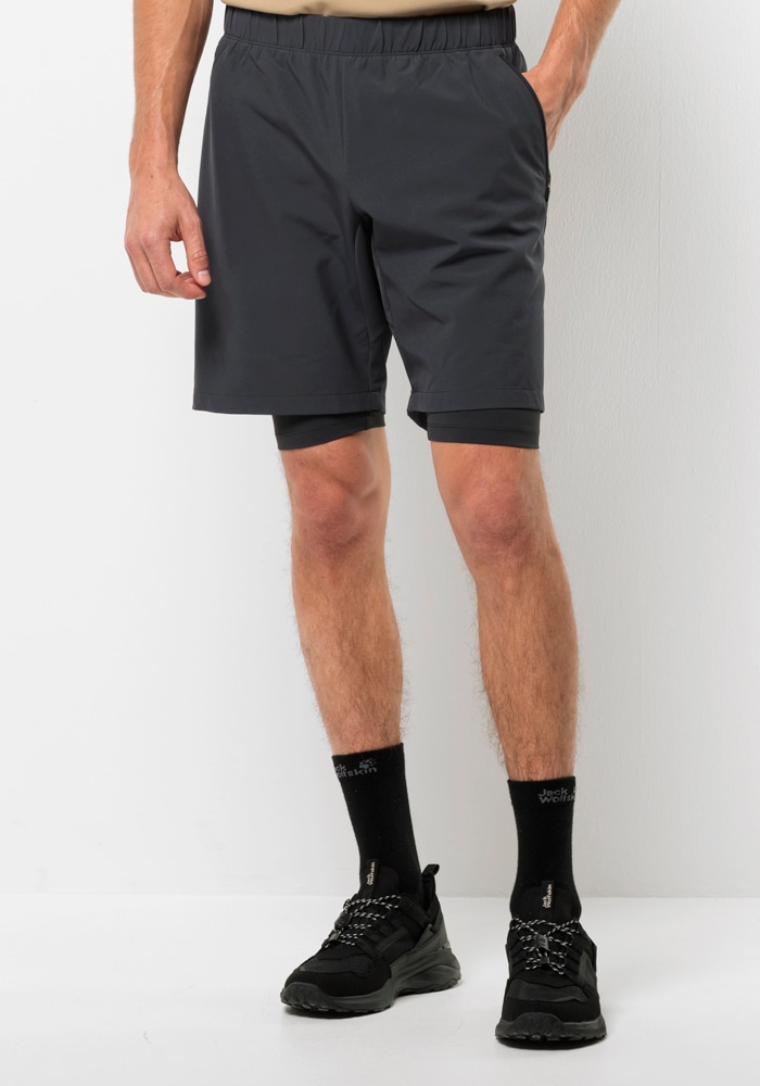 Bikerhose JACK WOLFSKIN "BIKE COMMUTE SHORTS M", Herren, Gr. XXL (58), Normalgrößen, grau (phantom), OBERSTOFF: 89% POLYESTER, 11% ELASTHAN; Futter: 100% POLYESTER, Hosen Image