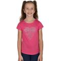 T-Shirt TRIGEMA "TRIGEMA mit glitzerndem Herz-Motiv" Gr. 128, rosa (flamingo) Kinder Shirts T-Shirts