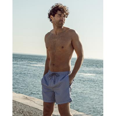 Navy Geometric Print Swim Shorts