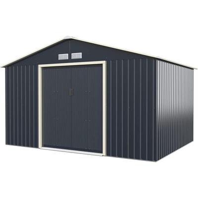 Goplus - Gerätehaus 8,67㎡, 340 x 255 x 210 cm Geräteschuppen aus Metall mit Satteldach, 4 Image