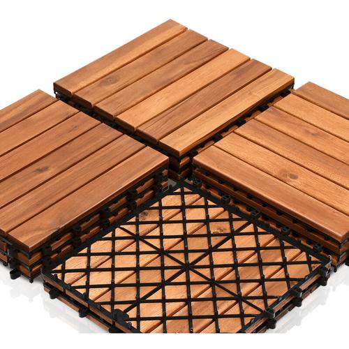 Swanew – Holzfliesen 33 fliesen Terrassenfliesen 3㎡ Akazien bodenfliesen 30x30cm Klickfliese