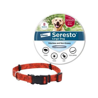 Large Seresto Flea & Tick Collar for Dogs + SecureAway Flea Collar Protector, Red Bones, Medium