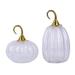 Set of 2 White and Gold Stem Glass Pumpkin Fall Decorations 9"