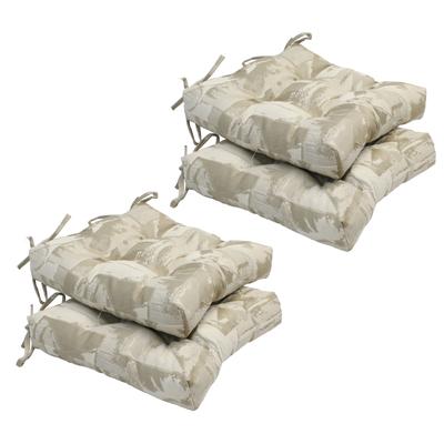 16-inch Square Back Tufted Indoor Chair Cushion (Set of 2, 4, or 6, Multiple Fabrics) - 16 x 16