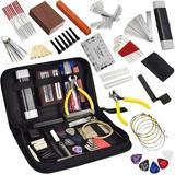 Suzicca 74 PCS Guitar Tool Kit with Carry Bag Maintenance Tools String Action Ruler Guitar Pins Strings Picks for Guitar Ukulele Bass Banjo String Instrument Accessories Music Lover Gift Choice