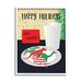 Happy Holidays Dinosaur Santa Cookies Holiday Graphic Art White Framed Art Print Wall Art