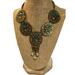Disney Accessories | Disney Store Aladdin Jasmine Necklace Gold Tone Teal Rhinestones Lamps 14.5" | Color: Gold | Size: 14.5"