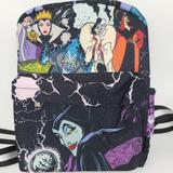 Disney Bags | Disney Villains All Over Print 12" Backpack Purse Evil Queen Maleficent Cruella | Color: Black | Size: Os