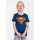 T-Shirt LOGOSHIRT "Superman" Gr. 140, grau (blau) Mädchen Shirts T-Shirts mit coolem Frontprint