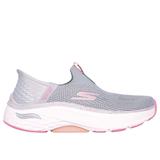 Skechers Women's Slip-ins Max Cushioning AF - Fluidity Sneaker | Size 8.5 | Gray/Pink | Textile/Synthetic | Machine Washable | Arch Fit