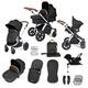 Ickle Bubba Stomp Luxe All-in-One Travel System with Isofix Base (Galaxy) - Silver/Midnight/Tan