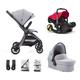 Aylo Pebble Grey Baby Stroller with Carrycot and Flame Red Doona Car Seat - Complete Travel System for Both Small Trips or All-Day Strolling - Baby to Toddler Pushchair from Birth to 4 Years (22Kg)