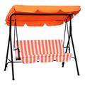 Outsunny 3 Seater Canopy Swing Chair Garden Rocking Bench Heavy Duty Patio Metal Seat w/Top Roof - Orange