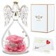Miofula Preserved Real Rose Angel Gifts for Mum, Eternal Rose in Glass Angel Figurines Birthday Gifts for Women, Angel Rose Gifts for Her Grandma Wife on Christmas Valentine Mother's Day Anniversary