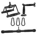 DYNASQUARE Cable Attachments for Home Gym, LAT Pulldown Equipment, Weight Machine Accessories, Straight Pull Down Bar, V Bar, Tricep Rope, Revolving Row Handle, Stirrup Handle