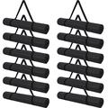 12 Pcs Bulk Yoga Mats with 12 Pcs Carrying Straps, 68 x 24 x 0.16 Inch Exercise Yoga Mat with Strap, Non Slip Fitness Mat for Yoga, Workout, Stretching (Black)