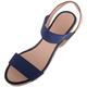 ABSOLUTE FOOTWEAR Womens Wedged Elasticated Strap Woven Contrast Colour Sandals - Navy - UK 4 / EU 37