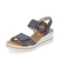 Rieker Women Sandals 67476, Ladies Strappy Sandals,Summer Shoe,Summer Sandal,Comfortable,Flat,Blue (Blau Kombi / 14),36 EU / 3.5 UK