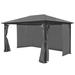 Symple Stuff Gazebo Pop up Canopy Tent Folding Patio Pavilion w/ Curtain Aluminum Aluminum/Hardtop/Metal in Black/Brown/Gray | Wayfair