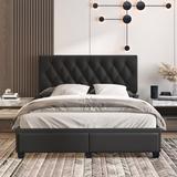 Latitude Run® Verona Faux Leather Tufted Platform Storage Bed Frame Upholstered/Faux leather in Black | 47 H x 58.25 W x 81.5 D in | Wayfair