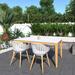 Corrigan Studio® Amazonia Genc 100% FSC Certified Wood Outdoor Patio Dining Set Plastic/Acrylic/Wood in Brown/White | 30 H x 40 W x 67 D in | Wayfair