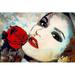 Rosdorf Park Red Lips & Red Rose Poster Print By Ronald Bolokofsky (36 x 24) Paper in Blue/Red | 24 H x 36 W in | Wayfair