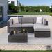 Latitude Run® Baylay 5 Piece Rattan Sectional Seating Group w/ Cushions Synthetic Wicker/All - Weather Wicker/Wicker/Rattan in Gray/Brown | Outdoor Furniture | Wayfair