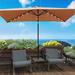 Arlmont & Co. Miorita 10' x 6'6" Rectangular Lighted Beach Sunbrella Umbrella Metal in Brown | 98.4 H x 120 W x 78 D in | Wayfair